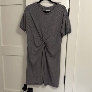 Gray Ruched Tie Front Mini Dress